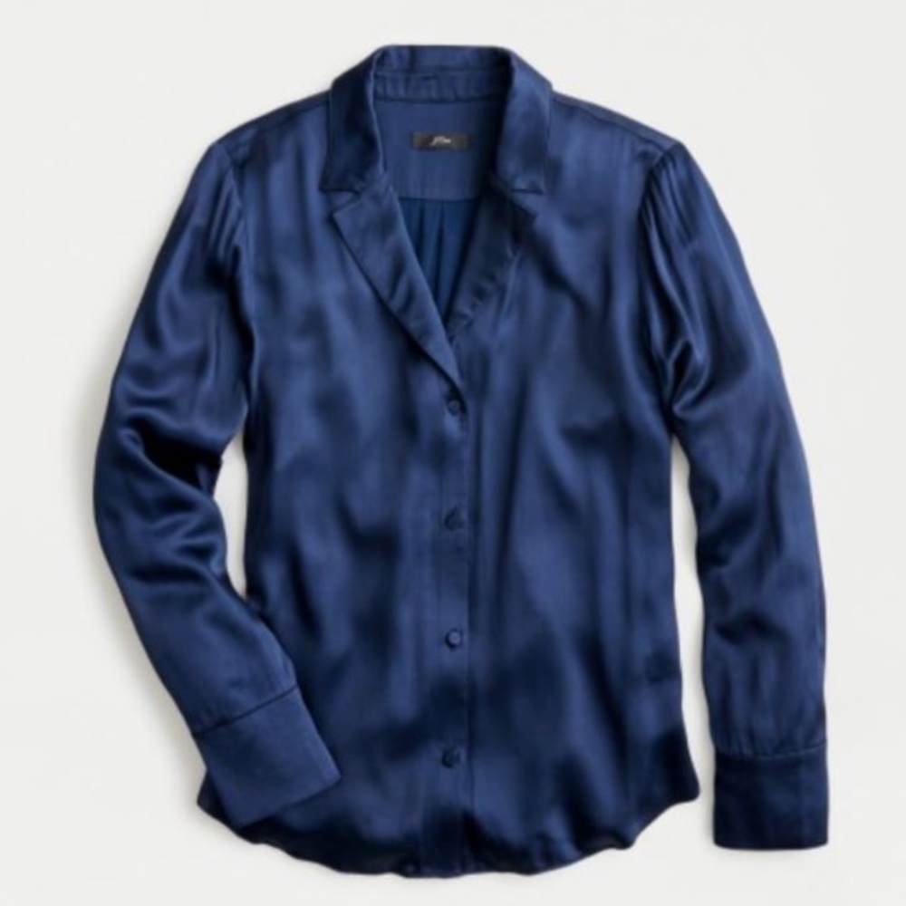 J. Crew Navy Satin Pajama Blouse (NWT)